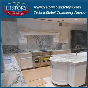 Italy Popular Color Best Quality and High Polished Natural Marble Kitchen Countetrop Bar Top Worktop Islang Top and Bench Top for Sale