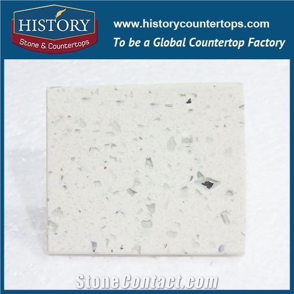 Manufacturer Engineered Galaxy White Quartz Stone Composite Slabs Tiles Flooring Walling