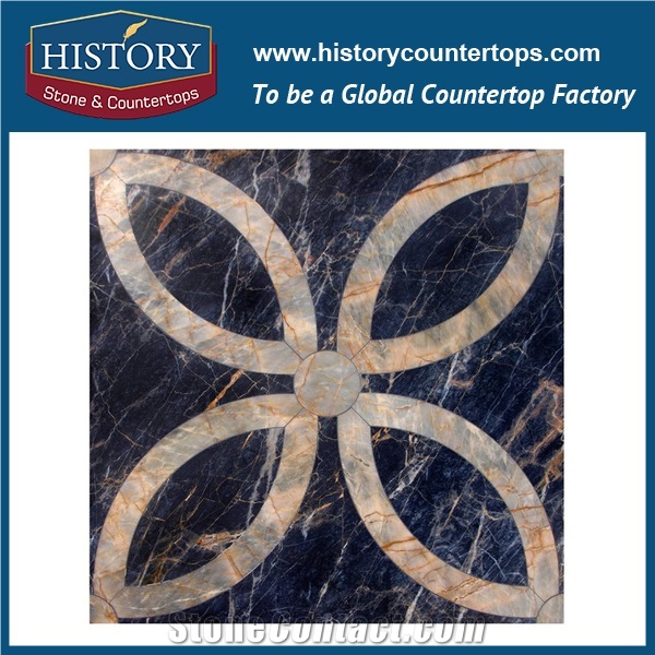 Natural Indus Gold and Cream Ultraman Beige Marble Stone Design Flower Shaped Cnc Water Cutting Machines Mosaic Tiles, Flooring Inlay & Wall Mosaic