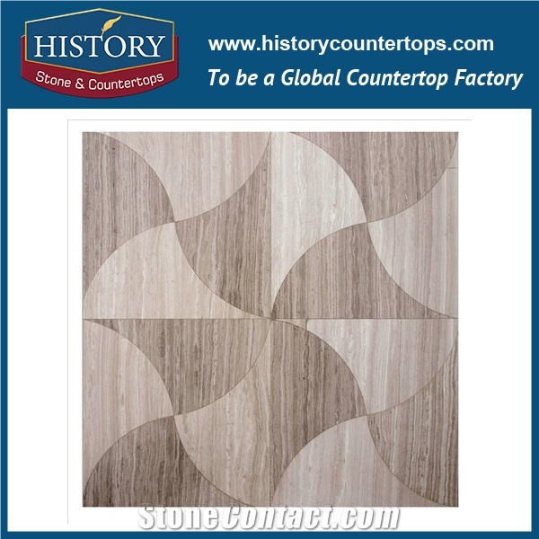 Natural Indus Gold, Light Emperador Marble Stone Creative Edge Shuriken Water Jet Cutting Backsplash Mosaic Tiles, Used Flooring & Wall Mosaic