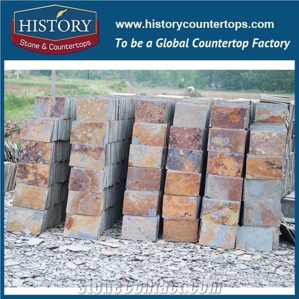 Natural Split Rusty Pattern Slate Floor Tiles Paving Stone, Natural Decorative Out Wall Tiles Exporter in China