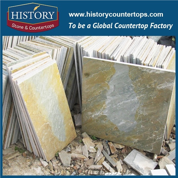 Natural Split Wood Color Finish Surface Slate Stone Tiles Making Machine Flooring, Restaurant Fireproof Wall Tiles, Alley Pavers