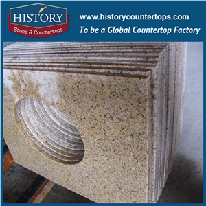 Natural Stone Hg008 G682 Golden Yellow Customized Edges Hot Sales Retail Laminated Elegant Stylish Solid for Hotel Countertop, Bathroom Vanity Tops