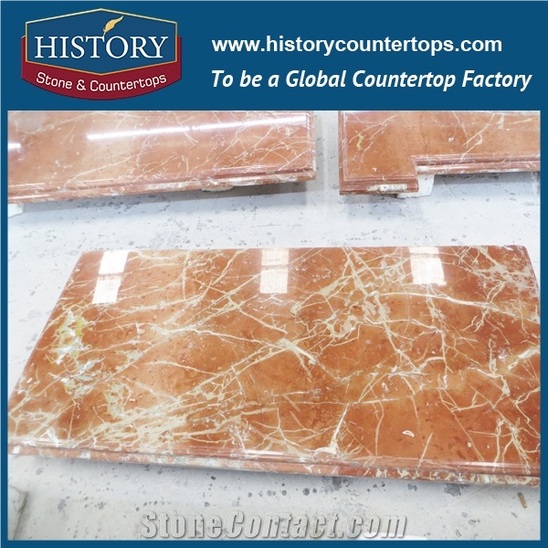 Natural Stone Hmj009 Rojo Alicante Polished Product Factory Suplier Prefab Veneer Trimm Molding Solid Surface for Bathroom Countertop, Hot-Pot Table Top,Bathroom Vanity Tops