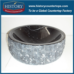 Nero Marquina Marble Black Stone Sink Chinese Hot Selling Western Modern Stylish Bathroom Kitchen Handwashing Bowls, Indoor Used Basin