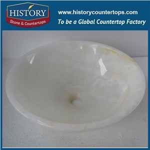 New Arrival Baishi Chaozhou Sanitary Ware Factory Stone Carved Kitchen White Onyx Stone Sink, Wash Basin, Art Hotel Basin