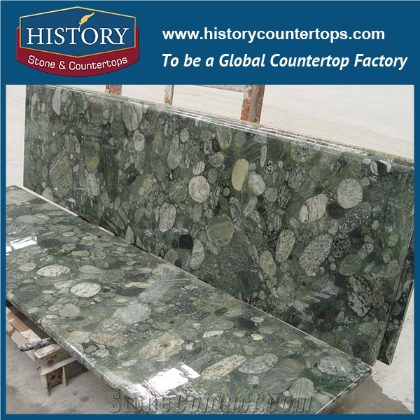 Pepple Green Granite Slabs and Tiles Good for Polishing Kitchen Countertops, Solid Surface Bathroom Vanity Tops, Wall and Floor Covering for Sale
