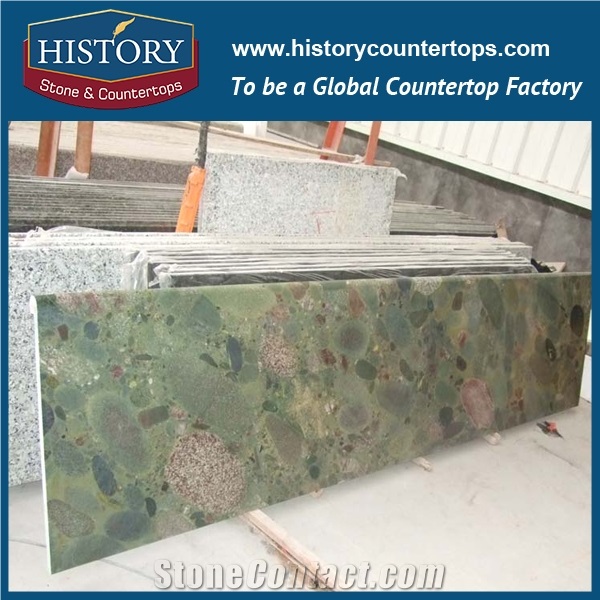 Pepple Green Granite Slabs and Tiles Good for Polishing Kitchen Countertops, Solid Surface Bathroom Vanity Tops, Wall and Floor Covering for Sale