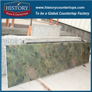 Pepple Green Granite Slabs and Tiles Good for Polishing Kitchen Countertops, Solid Surface Bathroom Vanity Tops, Wall and Floor Covering for Sale