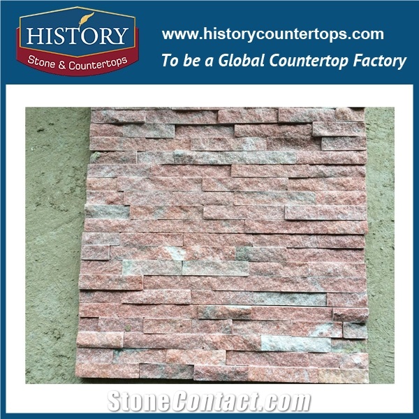 Pure Pink Eco-Friendly Natural Split Stacked Interior and Exterior Wall Clading Slate Culture Stone 60x15cm