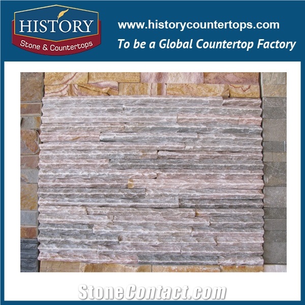 Pure Pink Eco-Friendly Natural Split Stacked Interior and Exterior Wall Clading Slate Culture Stone 60x15cm