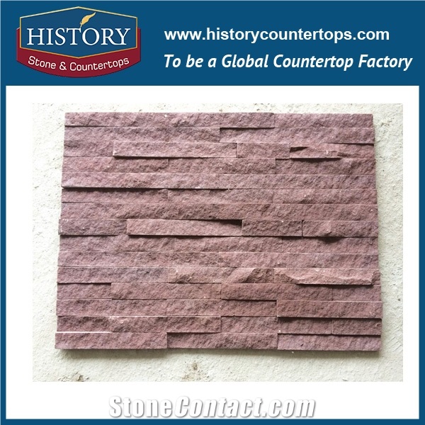 Pure Pink Eco-Friendly Natural Split Stacked Interior and Exterior Wall Clading Slate Culture Stone 60x15cm