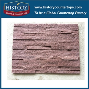 Pure Pink Eco-Friendly Natural Split Stacked Interior and Exterior Wall Clading Slate Culture Stone 60x15cm