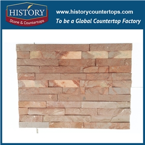 Purple Sandstone Thin Strip Building Culture Stone for Interlocking Wall Cladding, Decorative Panels and Veneers