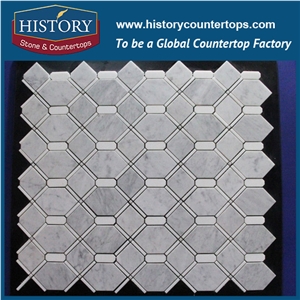 Reasonable Price Bianco Carrara Hexagon Mosaic for Living Room, Ktv, Bedroom, Hotel Decoration, Decorative Flooring White Marble Mosaic Walling Tile