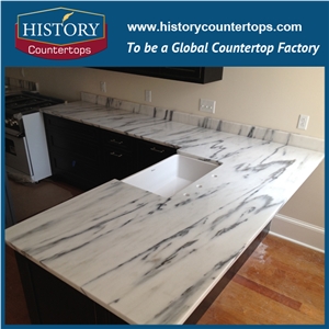 Royal White Marble Countertops, China White Color Kitchen Polishing Worktops, Bar Tops, Island Tops for Sale
