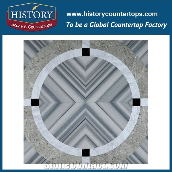 Sofita Gold, Grey and White Marble Flower Pattern Cnc Water Jet Cutting Services Mosaic for Subway, Garage, Pool Inlay, Flooring & Wall Stone Mosaic
