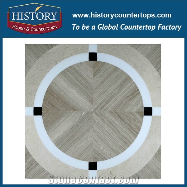 Sofita Gold, Grey and White Marble Flower Pattern Cnc Water Jet Cutting Services Mosaic for Subway, Garage, Pool Inlay, Flooring & Wall Stone Mosaic