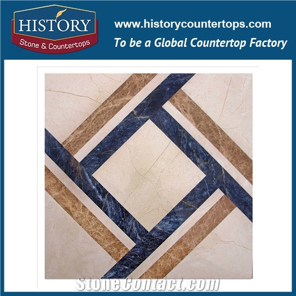 Sofita Gold, Grey and White Marble Flower Pattern Cnc Water Jet Cutting Services Mosaic for Subway, Garage, Pool Inlay, Flooring & Wall Stone Mosaic