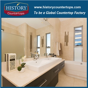 Spain Beige Color Beautiful Bathroom Countertops Crema Matfil Florido, Crema Sierra Puerta, Pacific Marfil Marble, Polishing Vanity Tops, Custom Tops for Sale