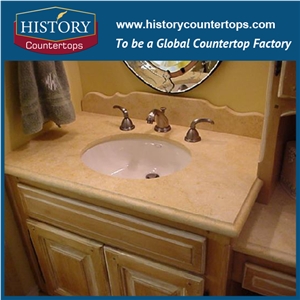 Spain Beige Color Beautiful Bathroom Countertops Crema Matfil Florido, Crema Sierra Puerta, Pacific Marfil Marble, Polishing Vanity Tops, Custom Tops for Sale