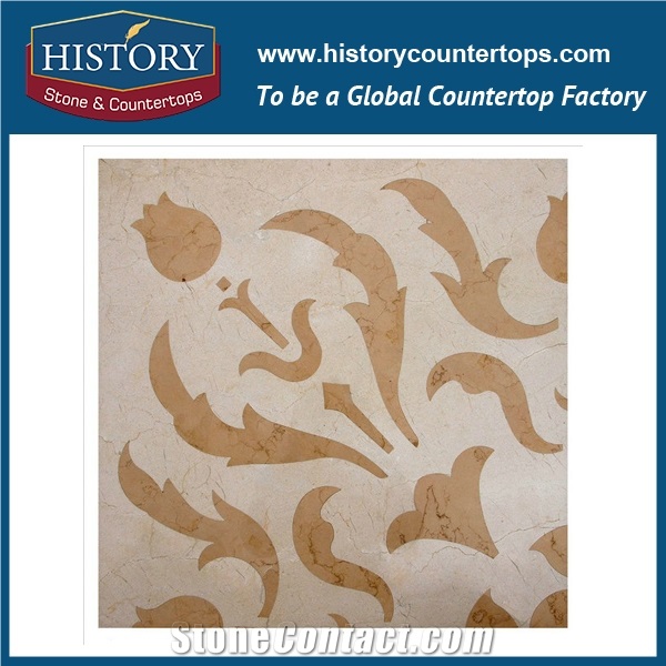Spain Cream Marfil and European Network Natural Marble Stone Water Jet Cutting Wavy Basket Weave Pattern Mosaic Artistic Floor and Wall Tiles