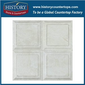 Spain Cream Marfil Beige Natural Stone Marble, Cnc Water Jet Cutting Square Shaped Premium Mosaic Tiles Wholesaler, Murals and Floor Mosaic