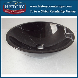 Summer Hot Selling History New Design Nero Marquina Black Marble Westen Modern Style Long Time Duration Bathroom Sinks & Basin for Sale
