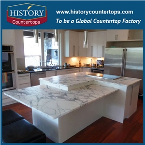 Top Selling Popular Calacatta White Color Italy Marble, Arabescato Corchia Natural Stone Suit for Kitchen Countertops Bench Tops Worktop Bar Top and Island Tops