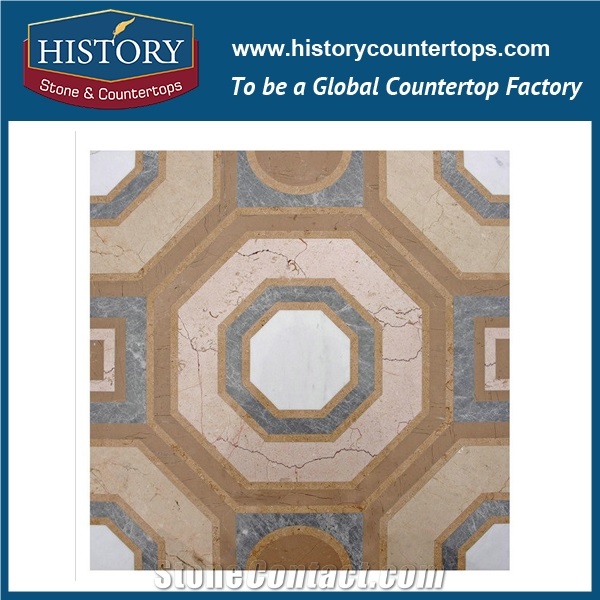 White and Black Wood Vein Marble Hexagon Pattern Water Jet Cutter Mosaic Design Tiles, Bathroom Kitchen Wall & Flooring Inlay Natural Stone Medallions