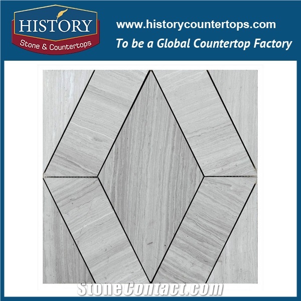 White Jade, Grey, Light Emperador Brown Marble Designs, Cnc Water Jet Cutting Square Pattern Mosaic Engineered Backsplash and Background Wall Tiles