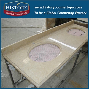 Wholesale China Building Hmj015 Galala Beige Stone Flat Eased Marble Natural Integrated Marble French Style Vanity for Countertop, Bathroom Vanity Tops,Vanity Suite & Shower Panel