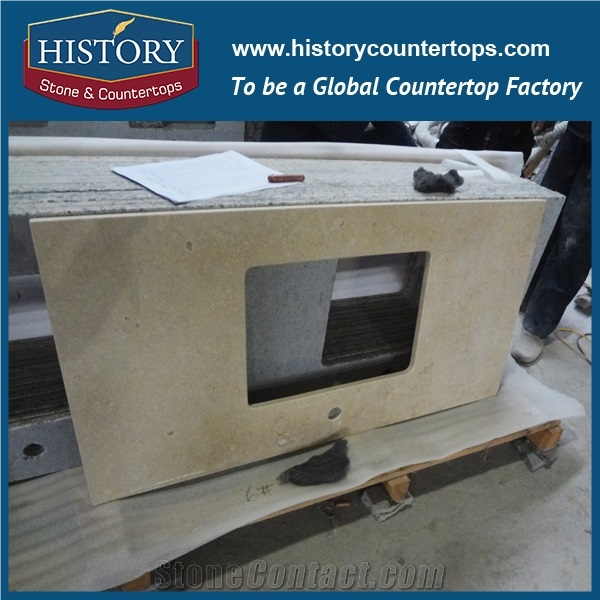 Wholesale China Building Hmj015 Galala Beige Stone Flat Eased Marble Natural Integrated Marble French Style Vanity for Countertop, Bathroom Vanity Tops,Vanity Suite & Shower Panel