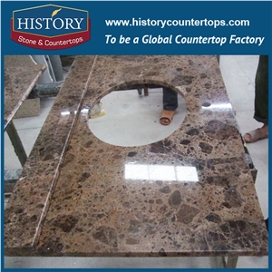 Wholesale Chinese Natural Marble Hmj031 Dark Emperador Bullnose with Polished Surface Prefab Integrated Design Solid Surface for Custom Countertops, Vanity Tops & Makeup Worktops