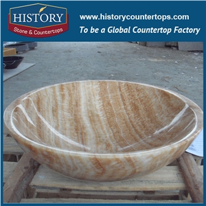 Wholesale Competitive Chinese Natural Stone Marble Ancient Wooden Yellow Sink Wash Basin, High Polished Natural Indoor Decorative Stone