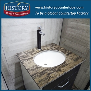 Wholesale Natural Stone Hm110 Golden Coast Antique Hot Sales Laminated European Stylish Inlay Marble for Hotel Countertop, Bathroom Vanity Tops, Worktops, Bathroom Cabinets & Vanity Units