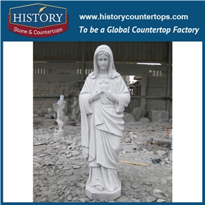 Wholesale Products, Natural Granite Grey Color Hand-Carved Lady Angel Statue Church Size for Decorations, Stone Human Sculptures Arts for Sale