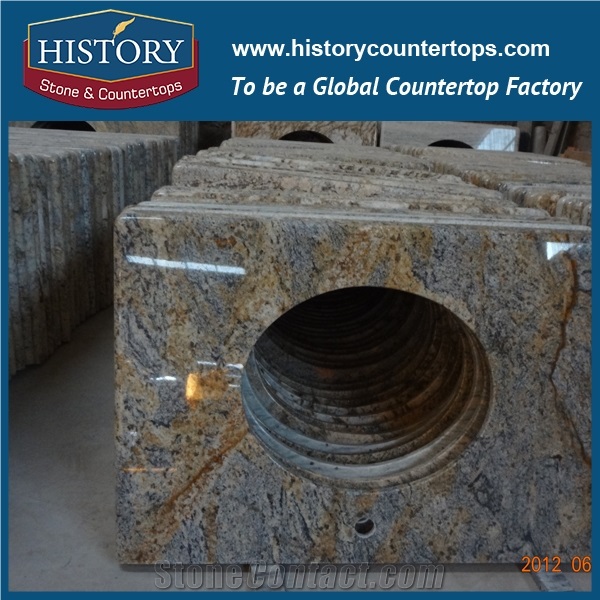 Yellow Color Granite Dream Cecilia Countertop, Polishing Bathroom Countertops, Vanity Tops for Solid Surface