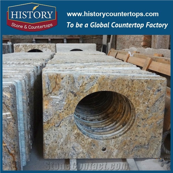 Yellow Color Granite Dream Cecilia Countertop, Polishing Bathroom Countertops, Vanity Tops for Solid Surface