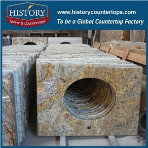 Yellow Color Granite Dream Cecilia Countertop, Polishing Bathroom Countertops, Vanity Tops for Solid Surface