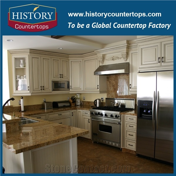 Yellow Color Granite Gold Imperial Countertops, Kitchen Worktops for Solid Surface, Island Tops, Bar Tops, Cut-To-Size for Multi-Family and Apartment Project