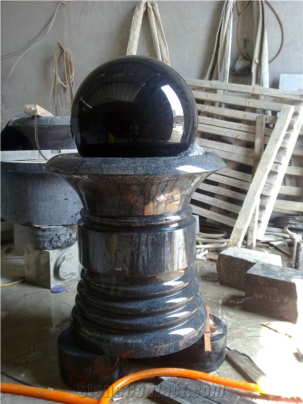 Black Stone Ball Fountains / Marble Fountain , Garden Fountains,Exterior Fountains, Fountain Sphere Balls