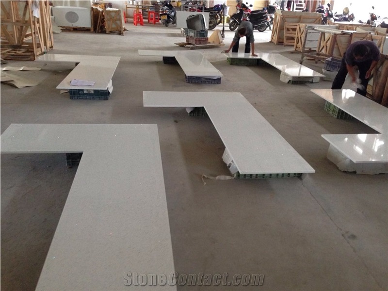Is002 White Mirror Quartz Countertop / Kitchen Desk Tops,Kitchen Island Tops, Kitchen Bar Top,Kitchen Worktops