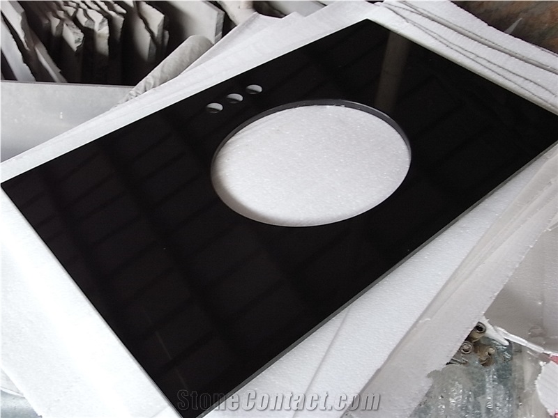 Mongolian Black / China Polished Granite ,Bathroom Vanity Tops
