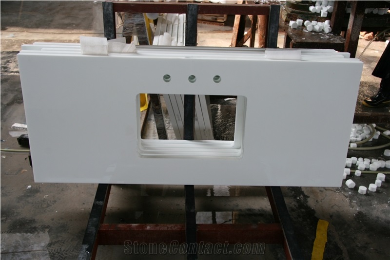 White Artificial Stone Vanity Tops / China Polished Quartz ,Bathroom Countertops,Bathroom Vanity Tops,Custom Vanity Tops