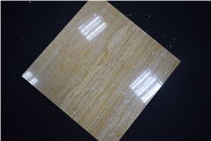 Polished Vein Cut Wooden Yellow Marble Slabs Flooring