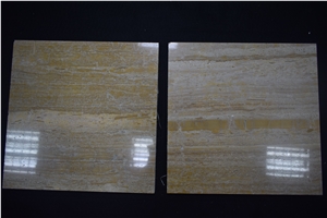 Polished Vein Cut Wooden Yellow Marble Slabs Flooring