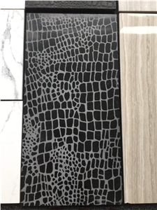 Crocodile Surface, Leather Surface Black Marble Tile &Slab Crocodile Surface, Leather Surface Black Marble Tile &Slab