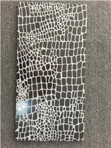 Crocodile Surface, Leather Surface Black Marble Tile &Slab
