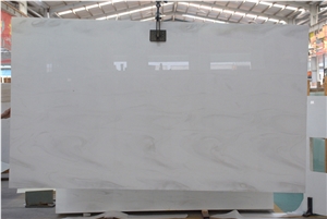 Artificial Nano Crystallized Glass Stone Cloud White Marble Look Solid Surface Polished Slab for Tile Panel
